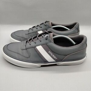 Sperry Top-Sider Mens Halyard Retro Grey White Sneakers Size 13 Boat Shoes
